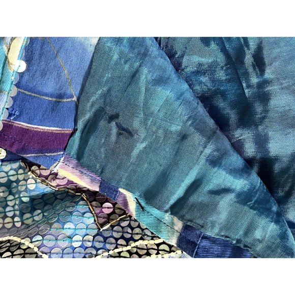 Sandy Starkman blue multicolor sequeined button-front jacket size Large - Picture 6 of 9